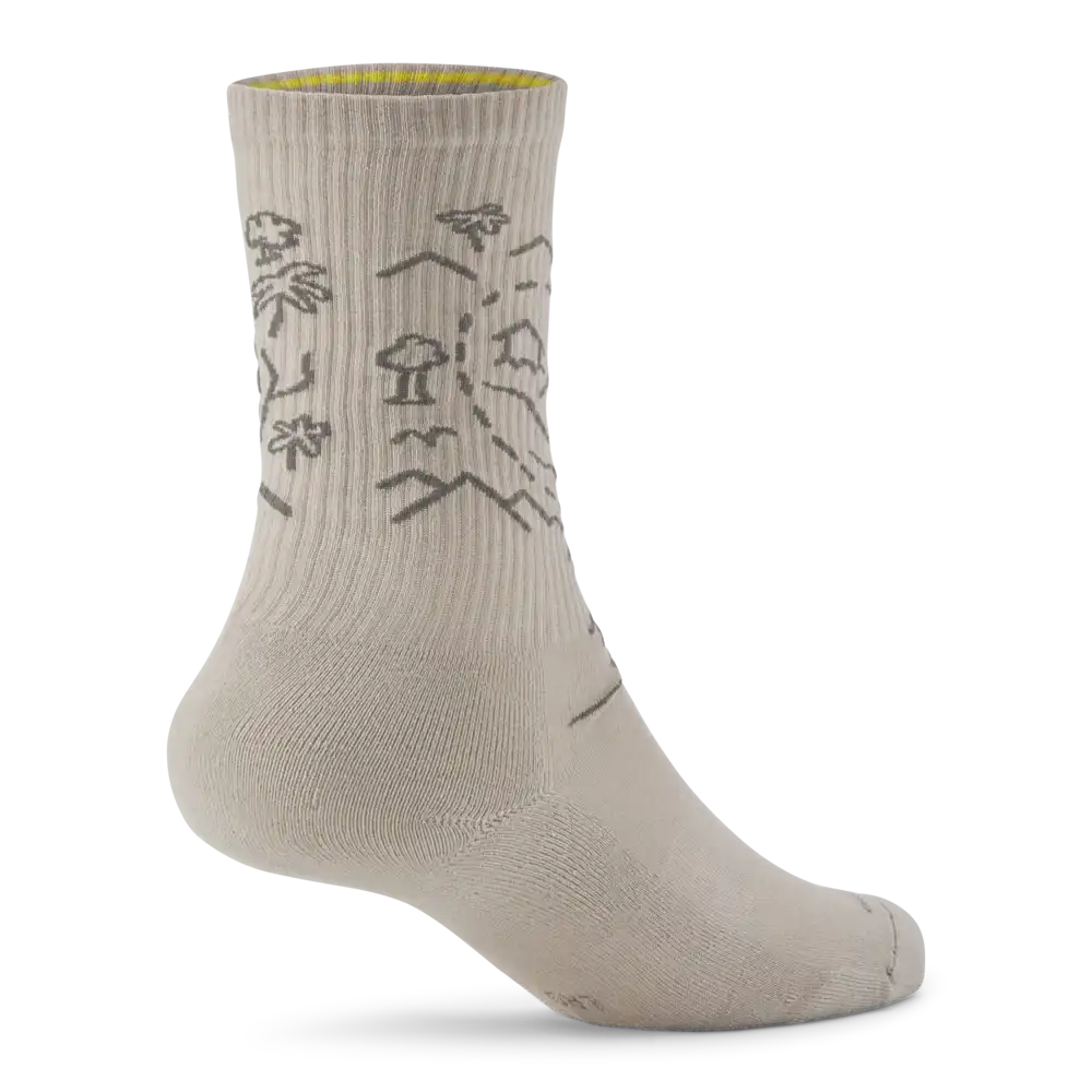 Anytime Crew Sock - Rugged Beige (Hazy Pine) - NZ Map