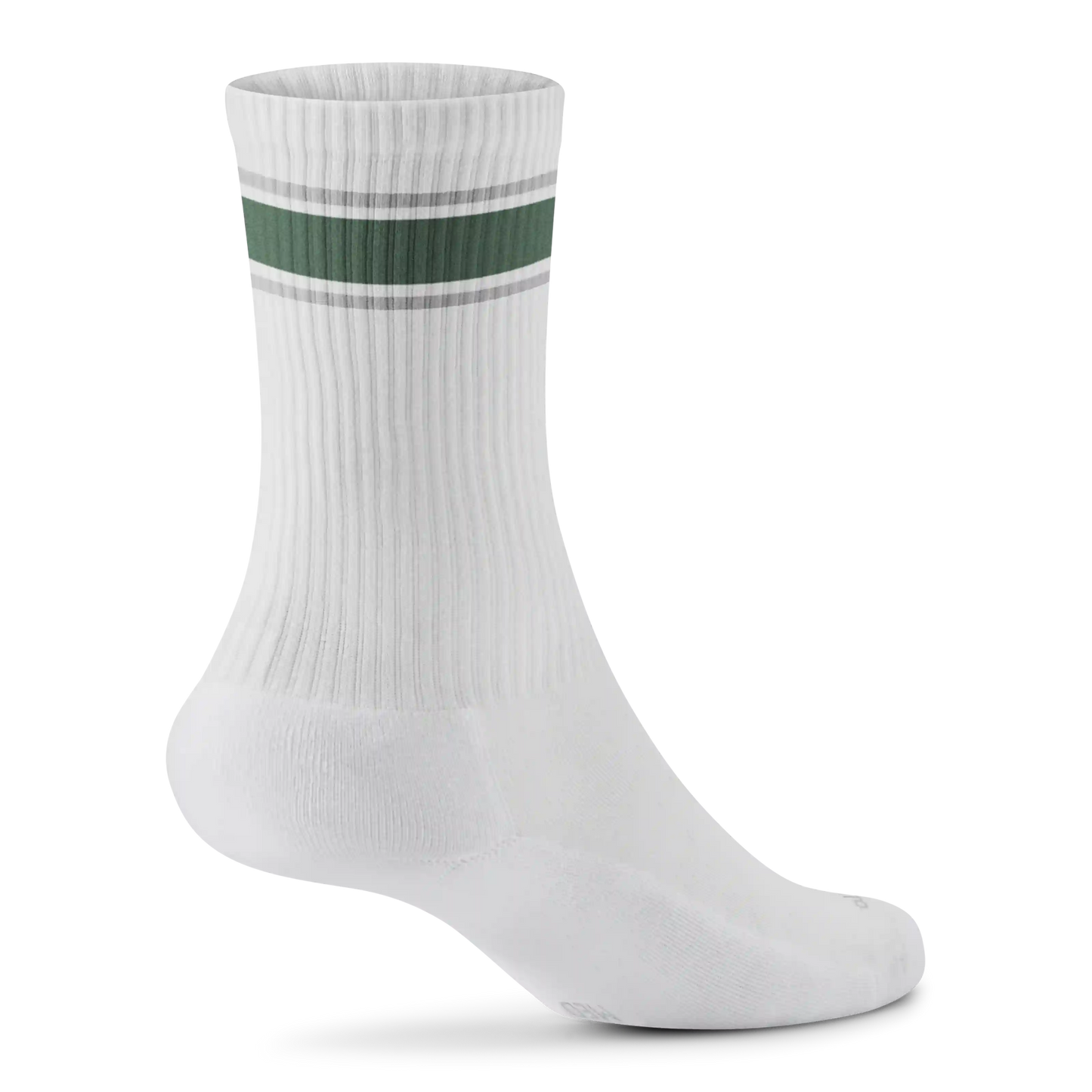 Anytime Crew Sock - Blizzard, Verdant Green (Light Grey Sole)