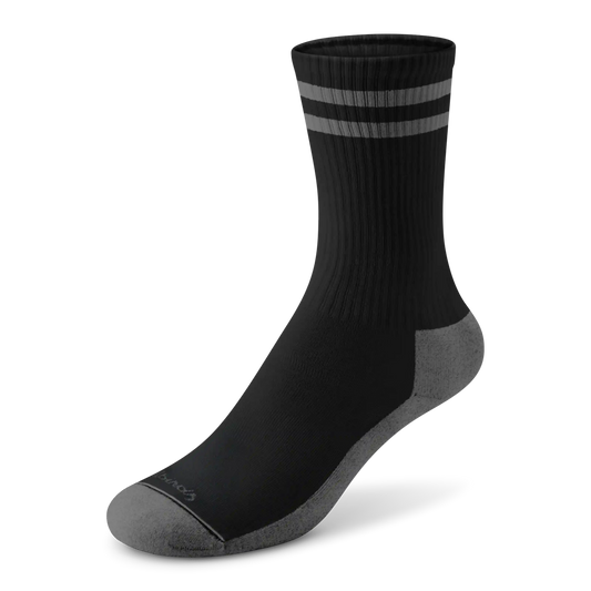 Anytime Crew Sock - Natural Black/Dark Grey Stripe